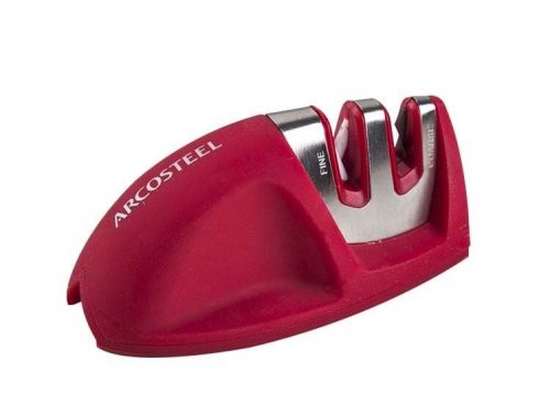 משחיז סכינים מקצועי ארקוסטילARCOSTEEL דו שלבי בצבע אדום